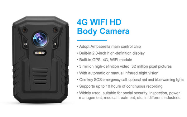 Bewin KJ03-A 4G Wifi Body Camera - HD Video Recording and Live Streaming