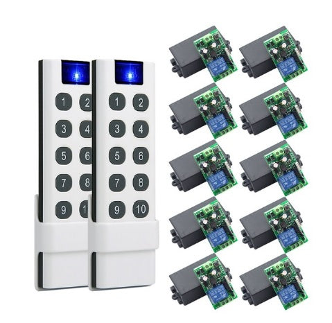 KTNNKG 433 Mhz DC 12V 10CH Wireless Remote Control Switch Kit