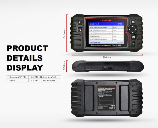 iCarsoft LR v3.0 Diagnostic Tool for Land Rover - Powerful and User-Friendly