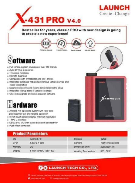 Launch X431 PRO V4.0 Professional Car Diagnostic Tool (1 Years FREE updates)