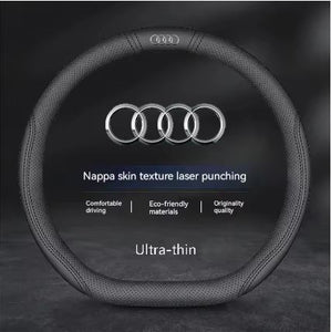 Non-slip Leather Perforated Breathable Steering Wheel Cover for Audi Vehicles