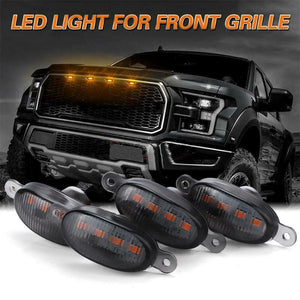 4pc ABS Plastic Car Grille LED Lights 