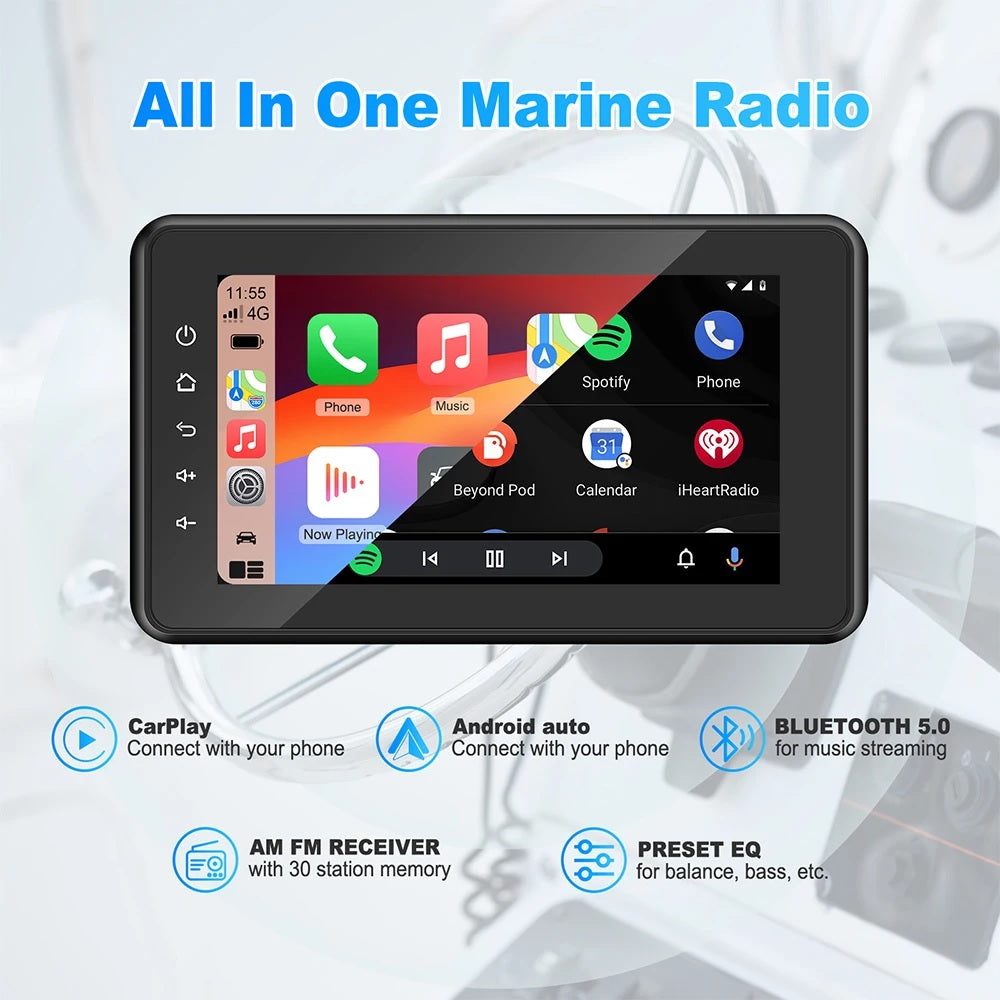 8 Inch Marine Multimedia Player IPX6 Waterproof for Boats (10008925) - Electromann SA