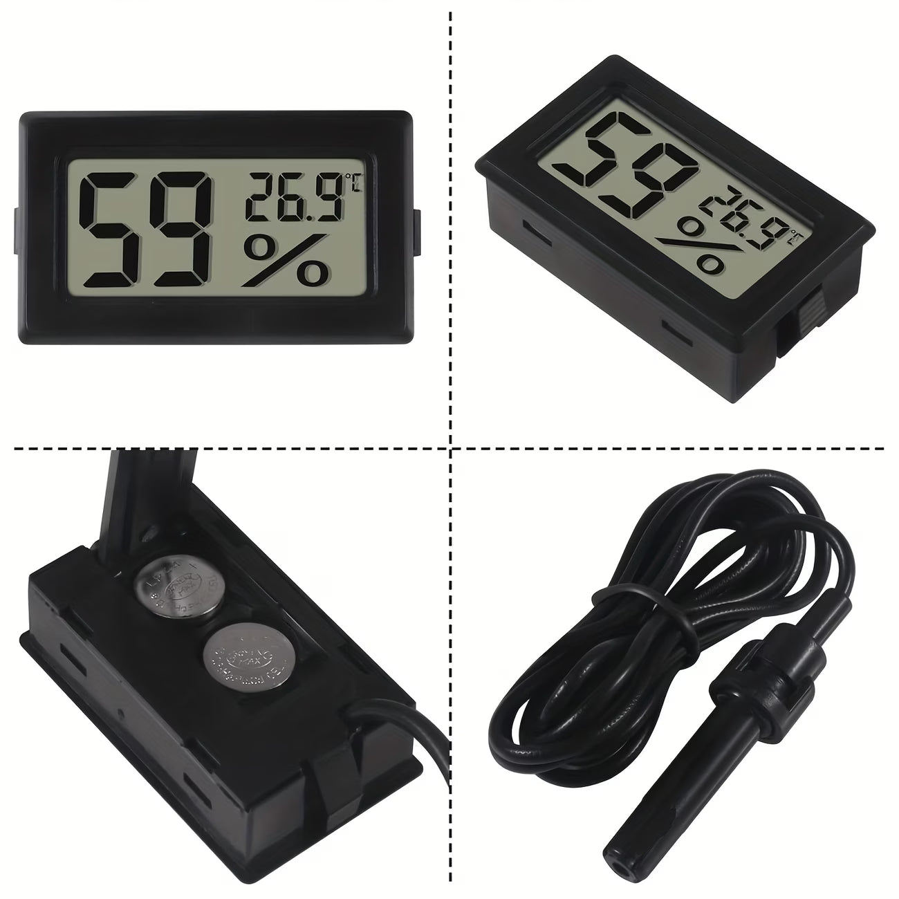 Mini LCD Digital Thermometer and Hygrometer - Compact and Accurate Temperature and Humidity Measurement (10004211) - Electromann SA