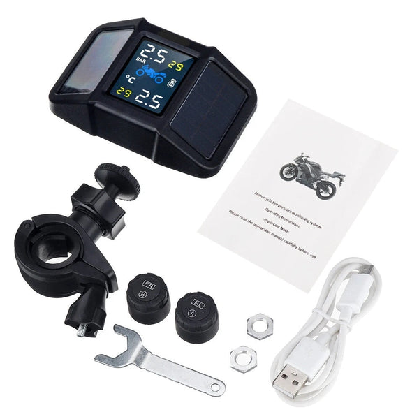 ##DEMO## Solar Powered LCD Display Motorcycle Real Time Tire Pressure Monitor System