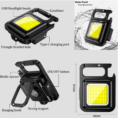 Multifunction Mini Glare COB Keychain Light