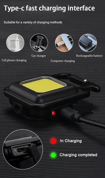 Multifunction Mini Glare COB Keychain Light