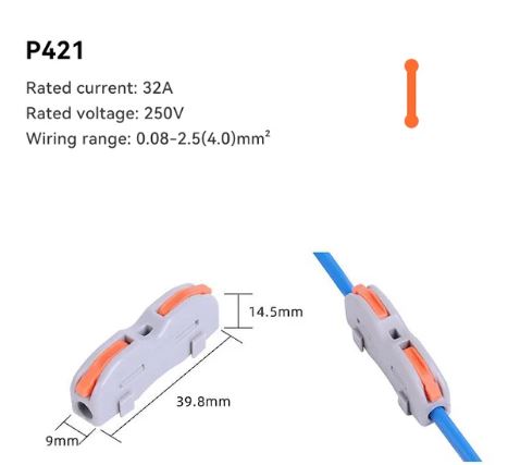 1Pin Out Fast Push-in Electrical Connector Terminal Block