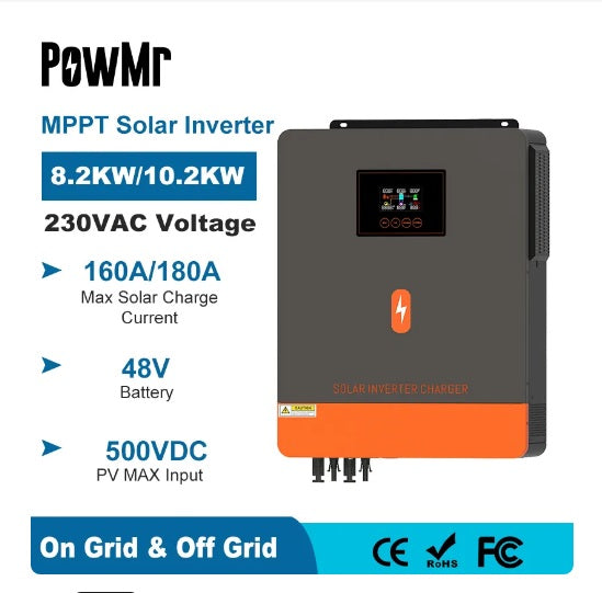 PowMr 10.2KW 48v 180Amp MPPT Wifi Pure Sine Hybrid Solar Inverter - High-performance and Reliable Solution for Solar Systems