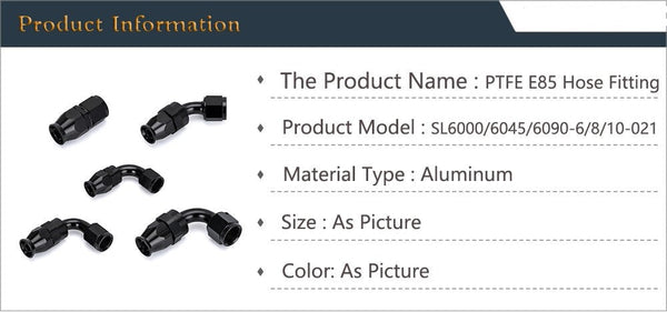 PTEF AN8 45 Degree Hose End Fitting For Stainless Steel Braided Hose