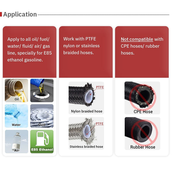 PTEF AN6 45 Degree Hose End Fitting For Stainless Steel Braided Hose