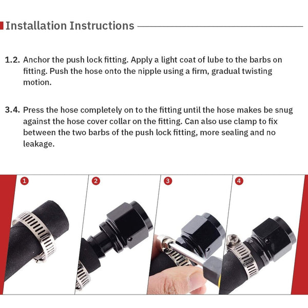 Universal AN8 Push-on Straight Reusable Hose End Fittings