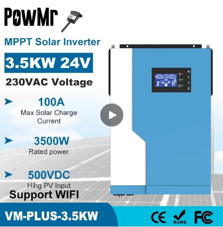 PowMr 3.5KW 24v 100Amp MPPT Pure Sine Hybrid Solar Inverter - Efficient & Reliable Solar Energy Conversion