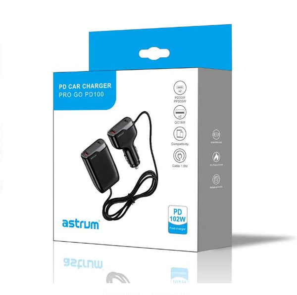 ASTRUM Pro Go PD100 4 in 1 USB-C PD102W Dual USB Travel Car Charger