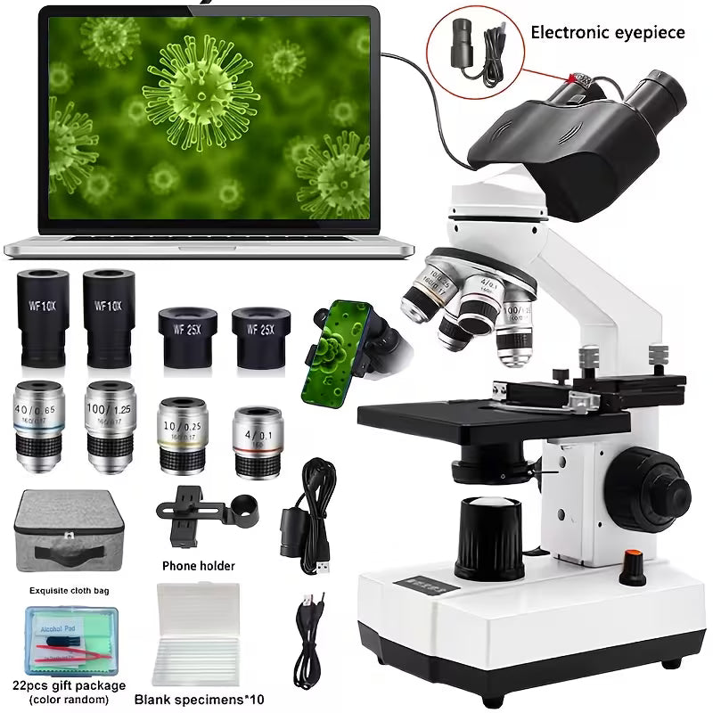 Professional Biomedical Compound Microscope 40X-2500X Magnification (10000808) - Electromann SA