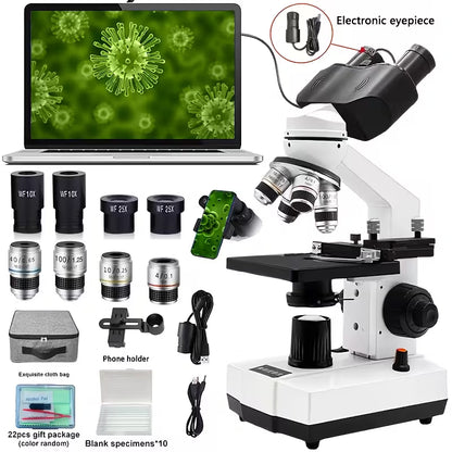 Professional Biomedical Compound Microscope 40X-2500X Magnification (10000808) - Electromann SA