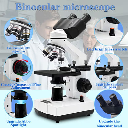 Professional Biomedical Compound Microscope 40X-2500X Magnification (10000808) - Electromann SA