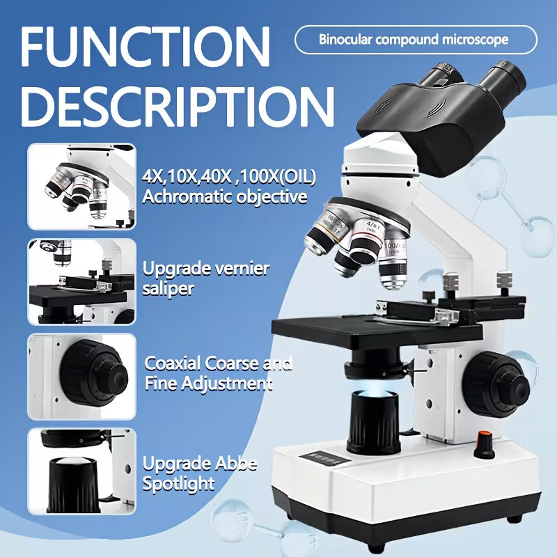 Professional Biomedical Compound Microscope 40X-2500X Magnification (10000808) - Electromann SA
