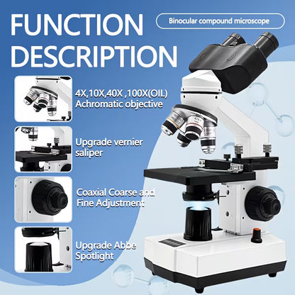 Professional Biomedical Compound Microscope 40X-2500X Magnification (10000808) - Electromann SA
