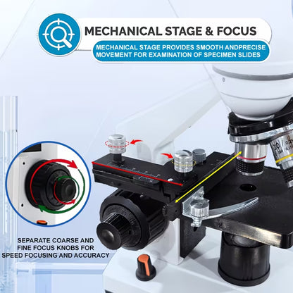 Professional Biomedical Compound Microscope 40X-2500X Magnification (10000808) - Electromann SA