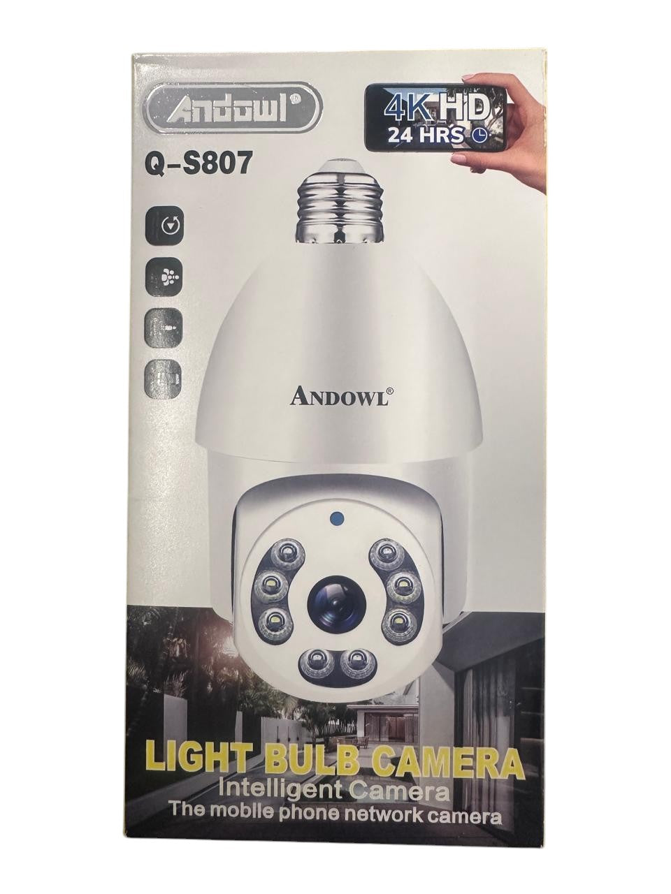 ANDOWL Q-S807 4K HD Wifi Bulb Type Smart Surveillance Camera (10006809) - Electromann SA