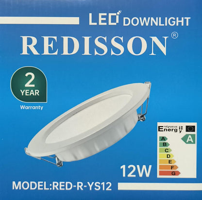REDISSON 12Watt 250v AC 6500K Cool White LED Flush Mount Downlight - Electromann SA