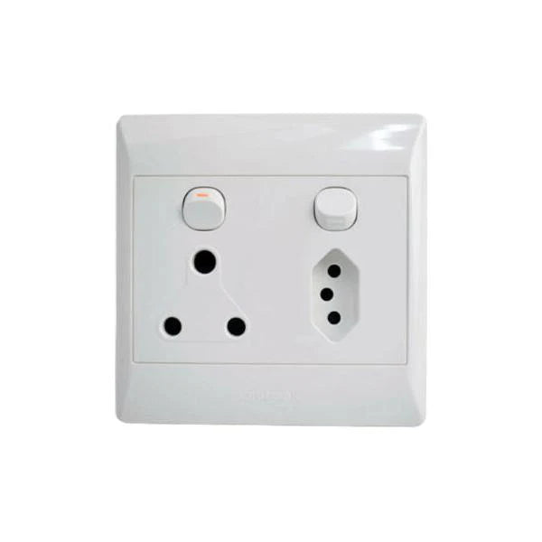 Redisson 4x4 16Amp Single 3Pin Socket + Single Euro 3Pin Socket - Electromann SA