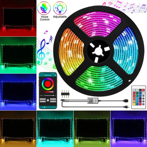 RGB LED Light Strip with Bluetooth App, Remote, and Controller