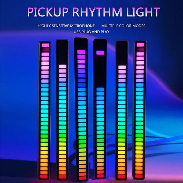 USB 32 RGB LED Music Sound-Activated Voice-Controlled Light Bar