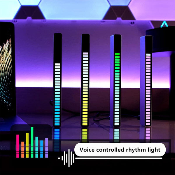 USB 32 RGB LED Music Sound-Activated Voice-Controlled Light Bar