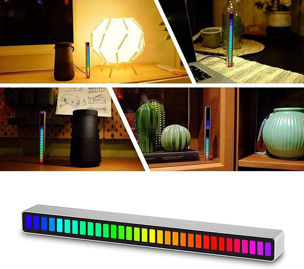 USB 32 RGB LED Music Sound-Activated Voice-Controlled Light Bar