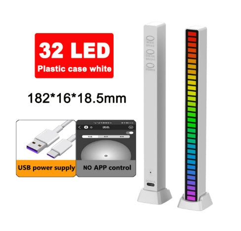 USB 32 RGB LED Music Sound-Activated Voice-Controlled Light Bar