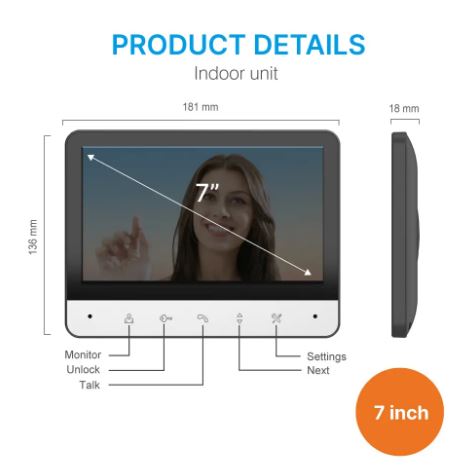 7Inch Wired Video Doorphone (10007804) - Electromann SA