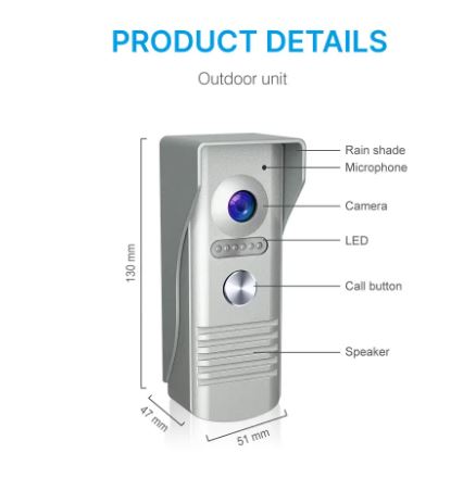 7Inch Wired Video Doorphone (10007804) - Electromann SA