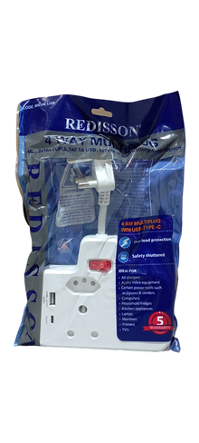 REDISSON RN-04 USB 4 Way Multiplug with USB+Type-C - Electromann SA
