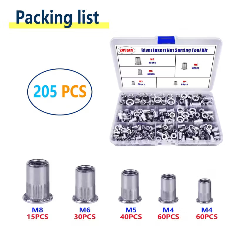 205pcs Rivet Nut Sorting Tool Set (10004595) - Electromann SA