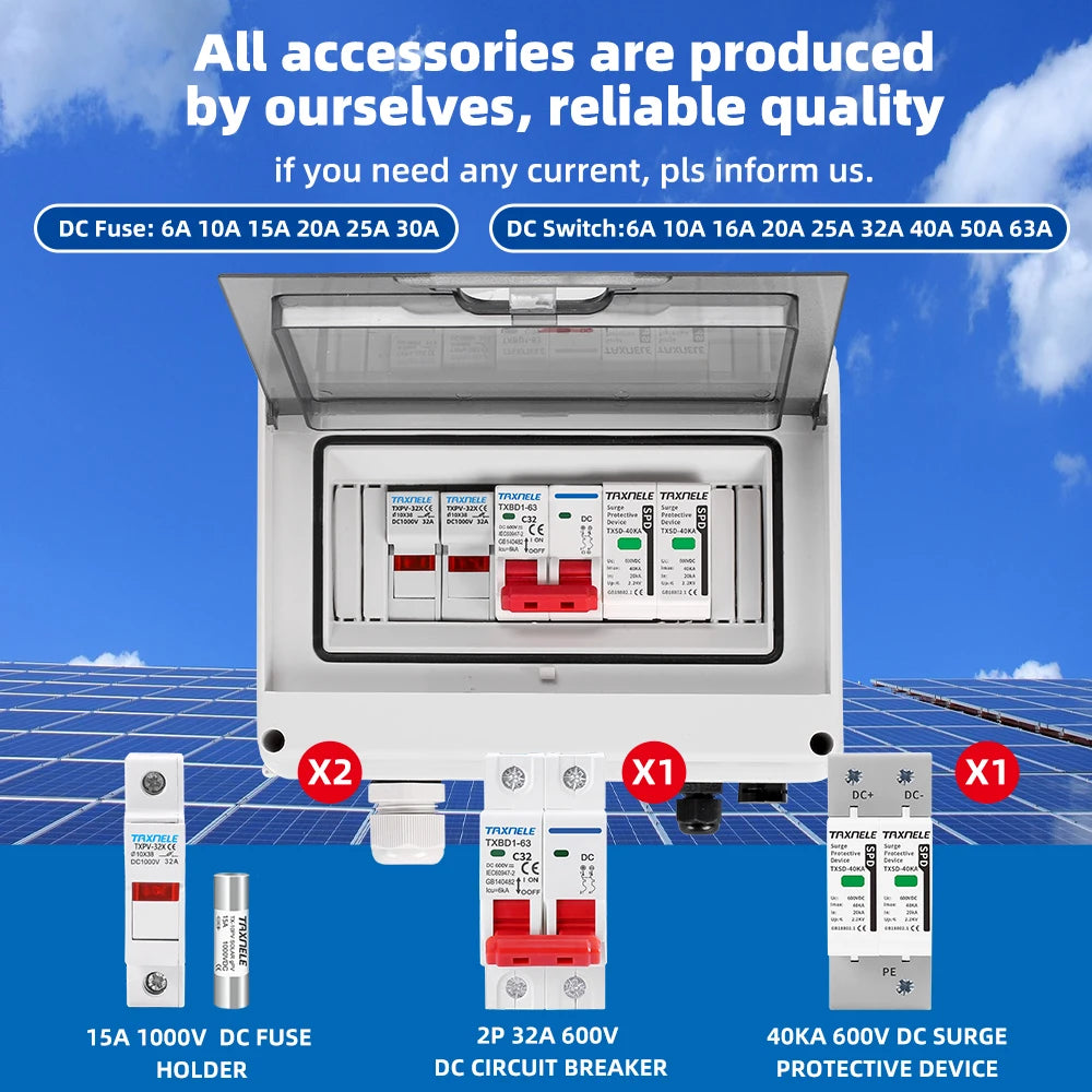 Solar photovoltaic PV DC Combiner Box Surge Lightning Protection 1 input 1 out DC 600V (10007746) - Electromann SA
