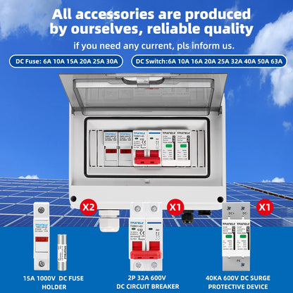 Solar photovoltaic PV DC Combiner Box Surge Lightning Protection 1 input 1 out DC 600V (10007746) - Electromann SA