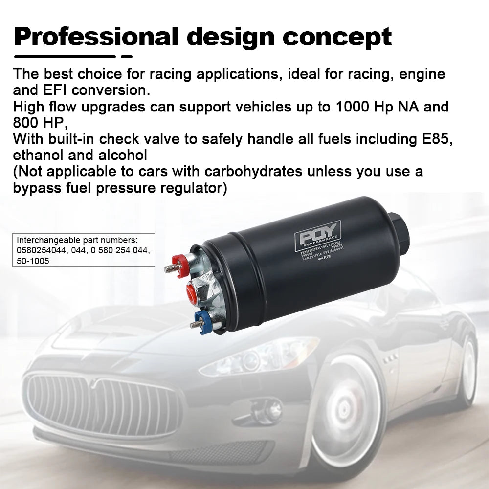 EFI 380LPH 1000HP TOP QUALITY External Fuel Pump E85 Compatible - Electromann SA