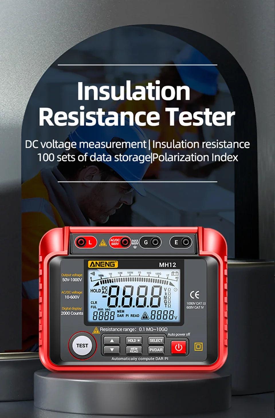 ANENG MH12 Insulation resistance meter Megohmmeter - Electromann SA