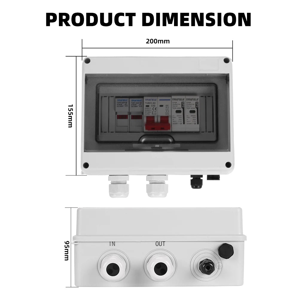 Solar photovoltaic PV DC Combiner Box Surge Lightning Protection 1 input 1 out DC 600V (10007746) - Electromann SA