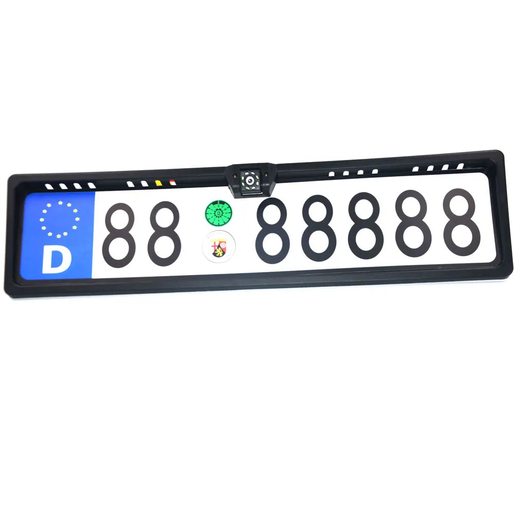 Car Rear View Camera EU European License Plate Frame Waterproof Night Vision 8 LED light (10005069) - Electromann SA