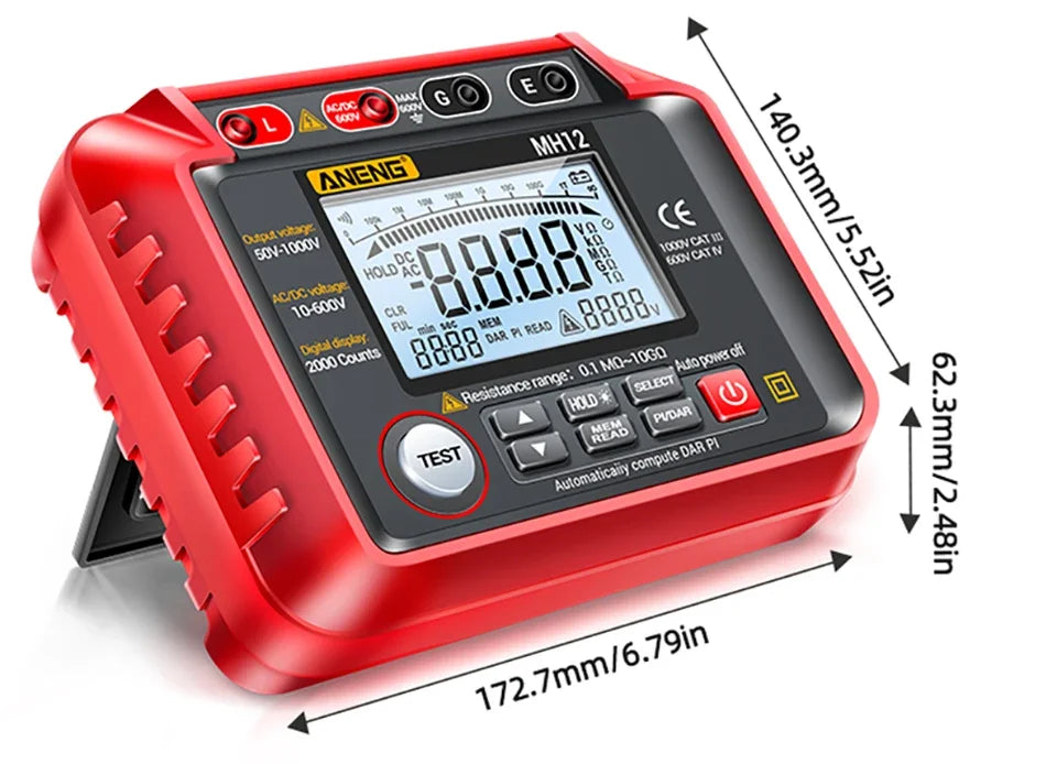 ANENG MH12 Insulation resistance meter Megohmmeter - Electromann SA