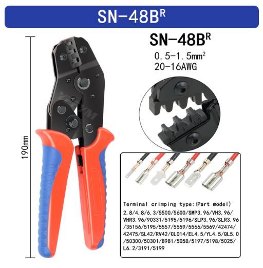 Crimping Pliers + 8 Jaws for Automotive Electrical Connectors - Reliable and Secure Crimping Tool