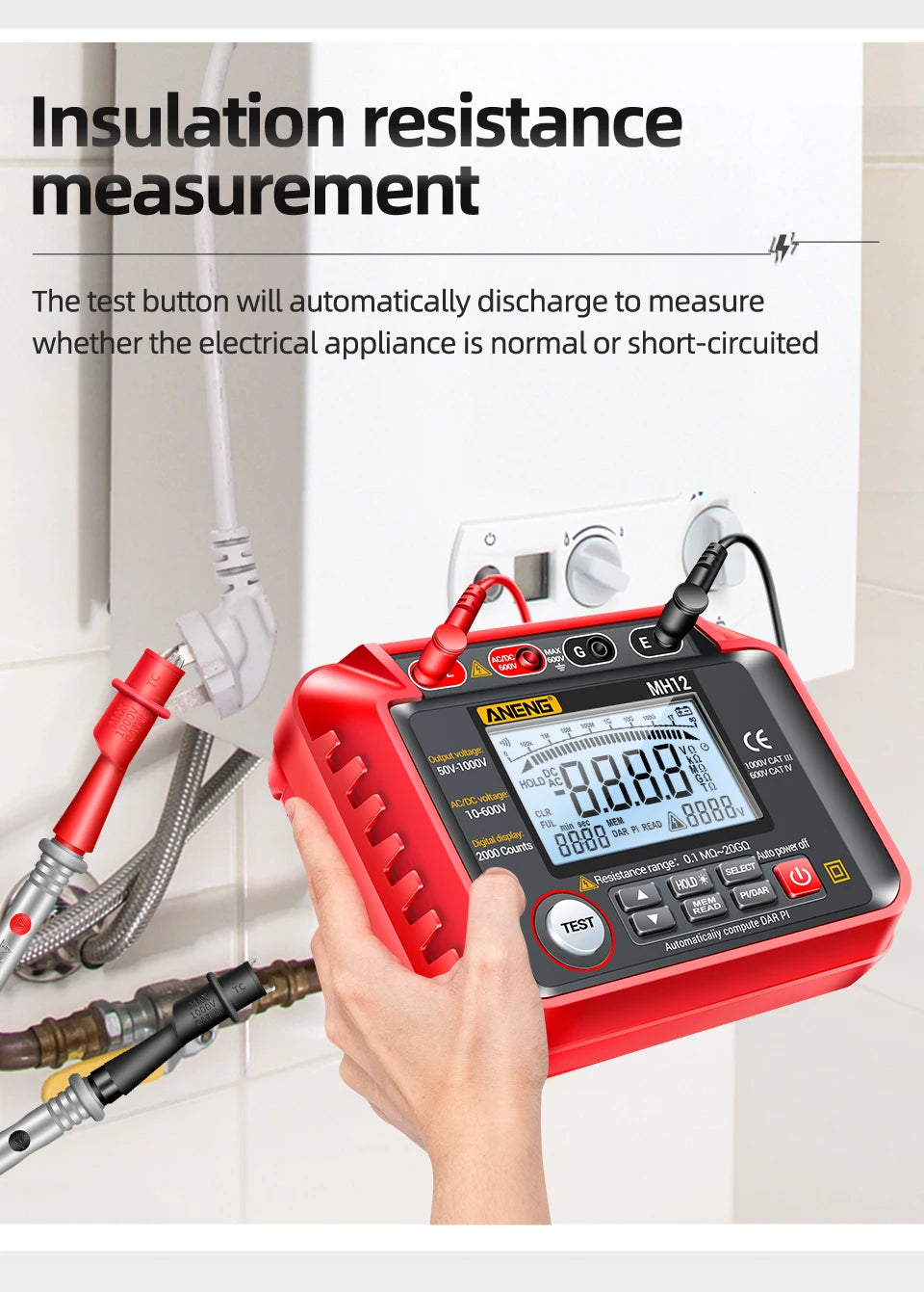 ANENG MH12 Insulation resistance meter Megohmmeter - Electromann SA