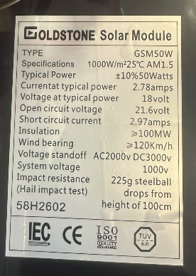 50W Monocrystalline Solar Panel (10007839)