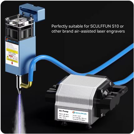 SCULPFUN 30L/Min Laser Air Assist Pump Air Compressor Nozzle