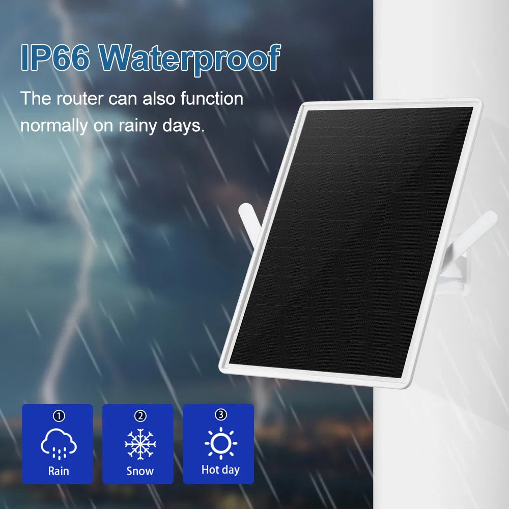 Solar Powered 4G LTE Router with SIM Card Slot 30-50M WiFi Range - Electromann SA