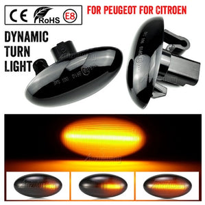 LED Dynamic Turn Signal Side Marker Lights for Peugeot and Citroen - Enhance Visibility and Style