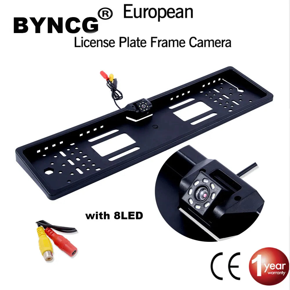 Car Rear View Camera EU European License Plate Frame Waterproof Night Vision 8 LED light (10005069) - Electromann SA